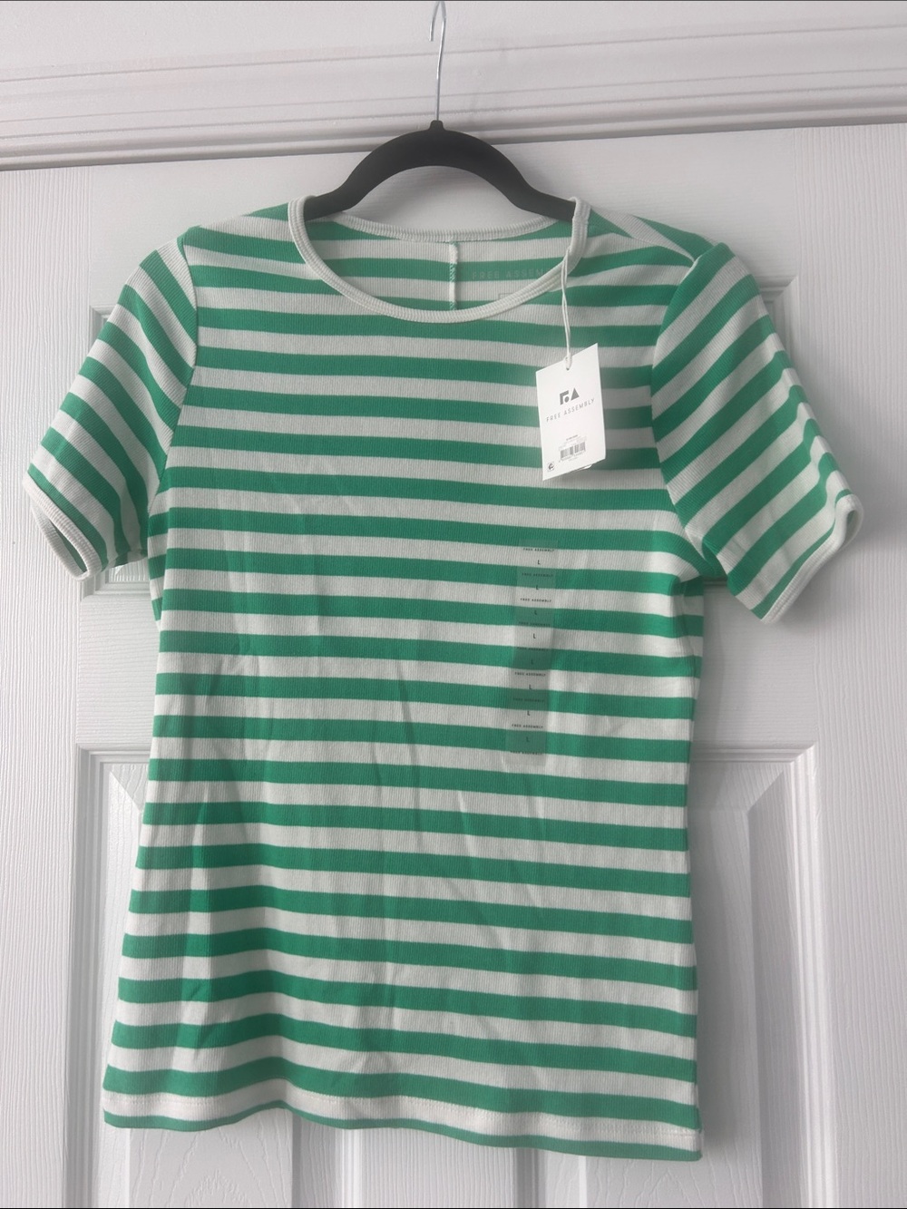 Striped Green and White Short Sleeve Tee by
